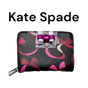 NWT Kate Spade “other wrapping party” Small Zip Black & Pink Wallet Style# k4754